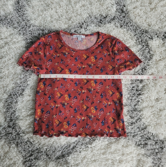 Ribbed Floral Crop Top | Size Small | Moa Moa - Picture 5 of 5